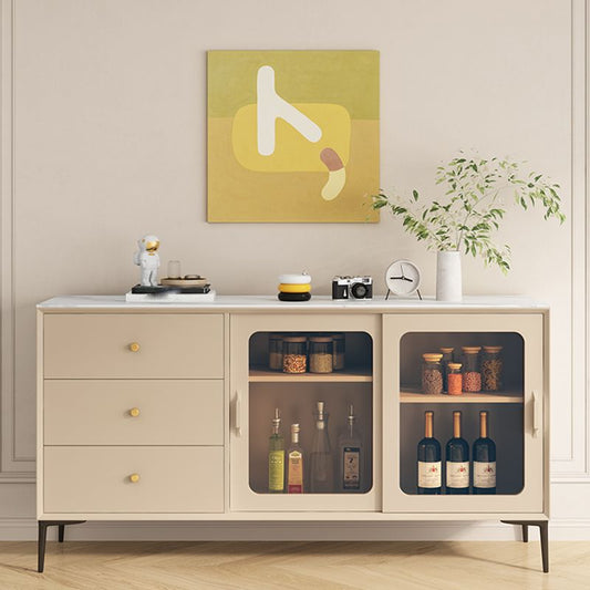 Server a buffet di pietra per tavolino a buffet contemporanei con cassetti per sala da pranzo