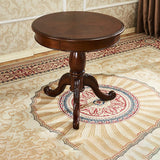 Mesa de pedestal de extremo redondo de madera maciza tradicional mesa de acento de acento lateral en marrón