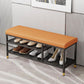 Modern Entryway Bench Cushioned Metal Seating Bench with Shelves , 12.5" Width Clearhalo 'Benches' 'Chairs & Seating' 'furn' 'furn_benches' 'Furniture' 'Living Room Furniture' 1200x1200_87875b0c-ace2-4785-b94a-9705c0cc8e77