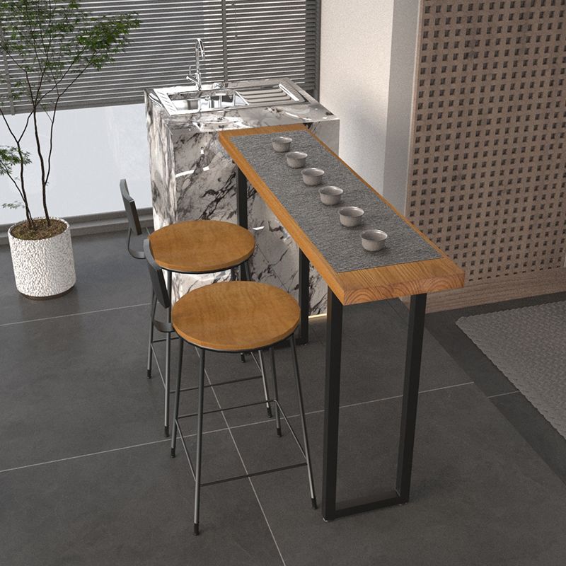 Solid Wood Rectangle Bistro Table with Metal Frame for Living Room Clearhalo 'Bar Furniture' 'Bar Tables' 'bar_tables' 'furn' 'furn_bar_tables' 'Furniture' 'Kitchen & Dining Furniture' 1200x1200_8789ef68-f049-46d2-8e73-477ed86e357b