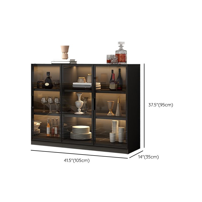 Contemporary Style Sideboard Wood Glass Doors Side Board with Cabinets Clearhalo 'buffet_sideboard' 'Buffets & Sideboards' 'furn' 'furn_buffet_sideboard' 'Furniture' 'Kitchen & Dining Furniture' 1200x1200_878cc94b-65c0-41f5-a2d1-e4482b93ec85