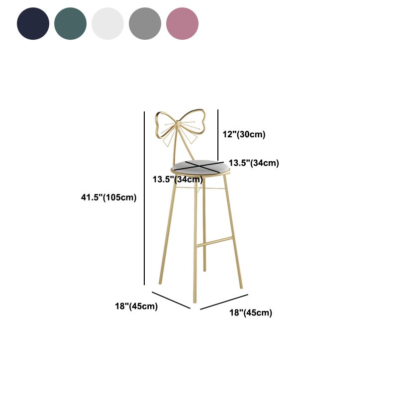 Glam Armless Backrest Counter Stool Iron Cashier Bar Stool with Cushion and Pedal Clearhalo 'Bar Furniture' 'Bar Stools' 'bar_stools' 'furn' 'furn_bar_stools' 'Furniture' 'Kitchen & Dining Furniture' 1200x1200_87904c72-1d65-4898-ba35-b21c35d6e16f