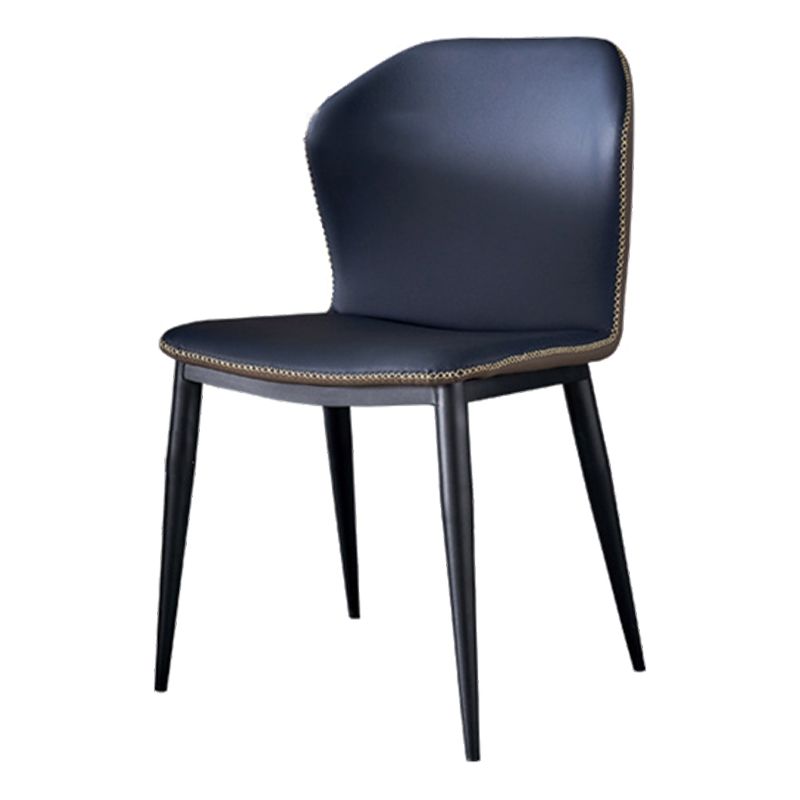 Metal Indoor Upholstered Dining Chair Metallic Finish Wingback Side Chair