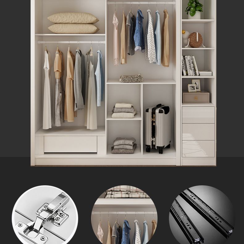 Armario deslizante con estantes Armario de armar de madera blanca