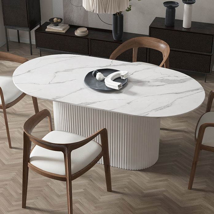 Oval Pedestal Base Dining Table Contemporary Dinette Table for Home Clearhalo ' dining_table' 'Dining Tables & Seating' 'Dining Tables' 'furn' 'furn_dining_table' 'Furniture' 'furniture_dining_table' 'Kitchen & Dining Furniture' 'kitchen&dining_furn' 'kitchen' 'kitchen_dining_table' 1200x1200_8794161d-a996-4f56-aed0-e40fd13e5866