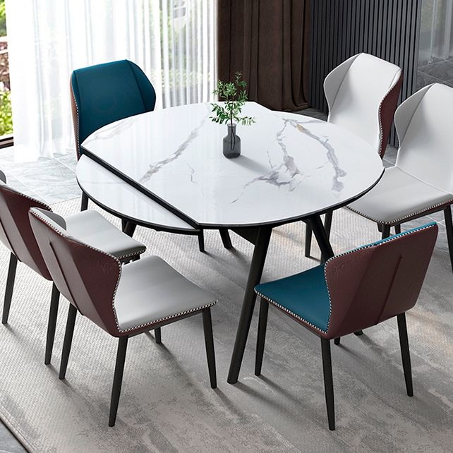 Modern Style Sintered Stone Dining Table Round Table with 4 Legs for Home Clearhalo ' dining_table' 'Dining Tables & Seating' 'Dining Tables' 'furn' 'furn_dining_table' 'Furniture' 'furniture_dining_table' 'Kitchen & Dining Furniture' 'kitchen&dining_furn' 'kitchen' 'kitchen_dining_table' 1200x1200_8795c644-7b0d-4a71-8480-fc53221d83e8