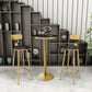 Glam Iron Bar Dining Table Faux Marble Gold Indoor Bistro Table with Single Pedestal Clearhalo 'Bar Furniture' 'Bar Tables' 'bar_tables' 'furn' 'furn_bar_tables' 'Furniture' 'furniture_bar_tables' 'Kitchen & Dining Furniture' 1200x1200_8797477d-2151-4e8b-a24e-82f21780ec68