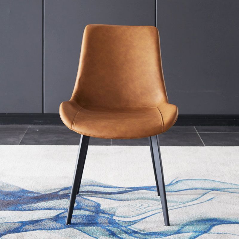 Industrial Dining Chair with Metal Frame Matte Finish Solid Back Side Chair