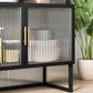 Aparador de metal para la sala de estar servidor de comedor con 2 puertas de vidrio