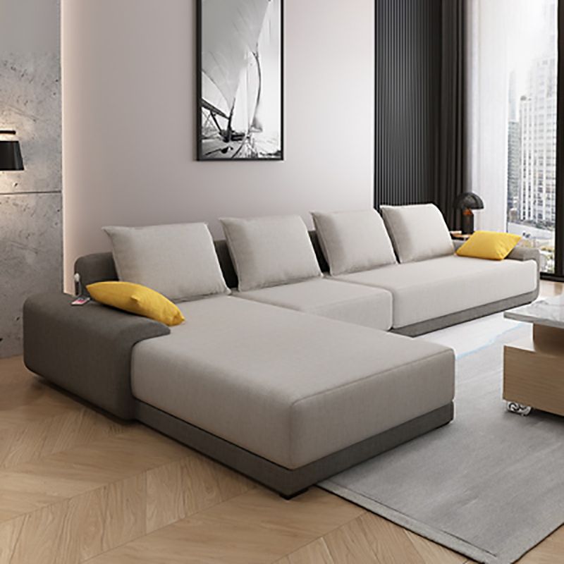 Modern Loose Back Removable Cushions Sofa with Reversible Chaise Clearhalo 'furn' 'furn_sectionals' 'Furniture' 'furniture_sectionals' 'kitchen' 'kitchen_sectionals' 'Living Room Furniture' 'Sectionals' 1200x1200_8799f4c0-2264-4510-afdf-76b79dee52ab