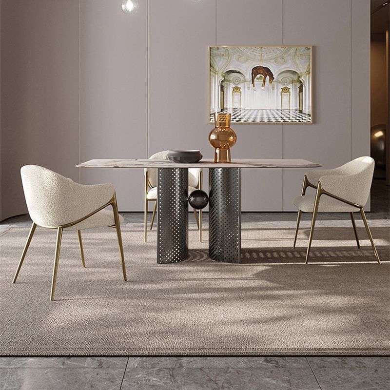 Kitchen Modern Indoor Chair Upholstered Arm Chair with Gold Legs