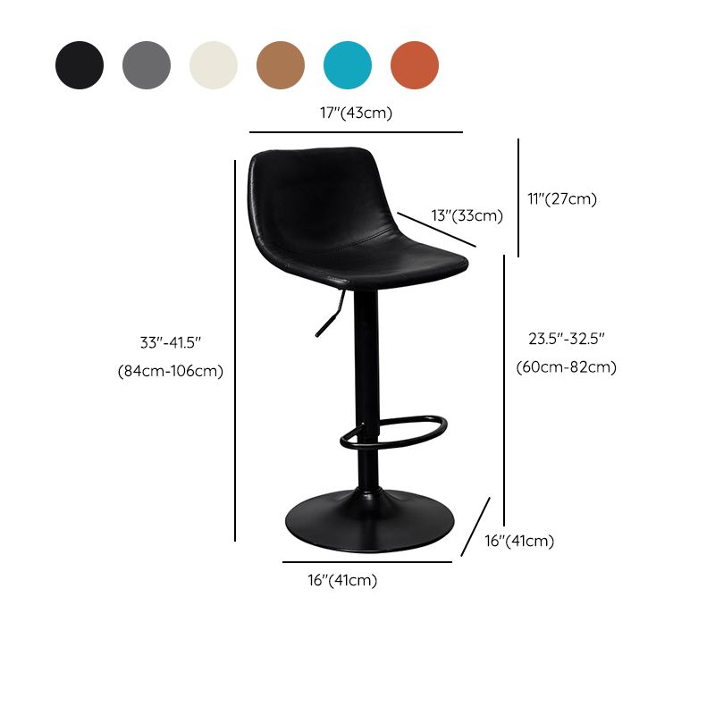 Leather Adjustable Height Stool Scandinavian Stool with Metal Base Clearhalo 'Bar Furniture' 'Bar Stools' 'bar_stools' 'furn' 'furn_bar_stools' 'Furniture' 'Kitchen & Dining Furniture' 1200x1200_879cb396-2a2e-4f43-9756-6aa52a9a3429