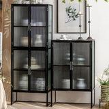 Modern Curio Cabinet Metal Glass Doors Buffet Cabinet for Dining Room