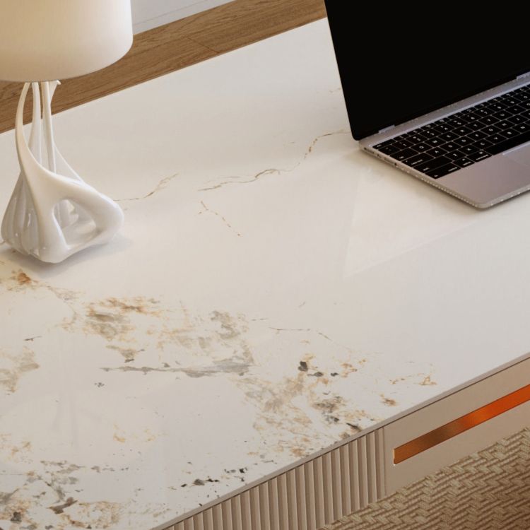 Zeitgenössischer Stein Schreibtisch Schlafzimmer Weißer Büroschreibtisch mit Beinen