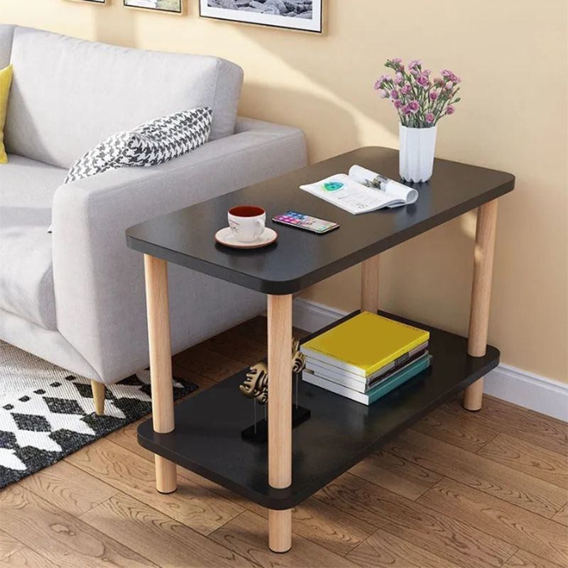 20.87 "Tall Wood Side Accent Tafel Geometrische plank Opgenomen eindtafel