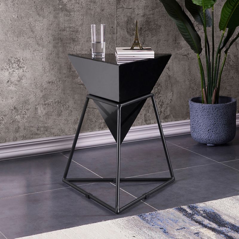 Metal Frame Triangle End Table,21.6"H Gloss Modern Side Table Clearhalo 'Coffee & Accent Tables' 'End & Side Tables' 'end_side_table' 'end_side_tables' 'furn' 'furn_end_side_tables' 'Furniture' 'furniture_end_side_table' 'Living Room Furniture' 1200x1200_879df08d-ef3f-43c0-88ac-a9baccfabe1f