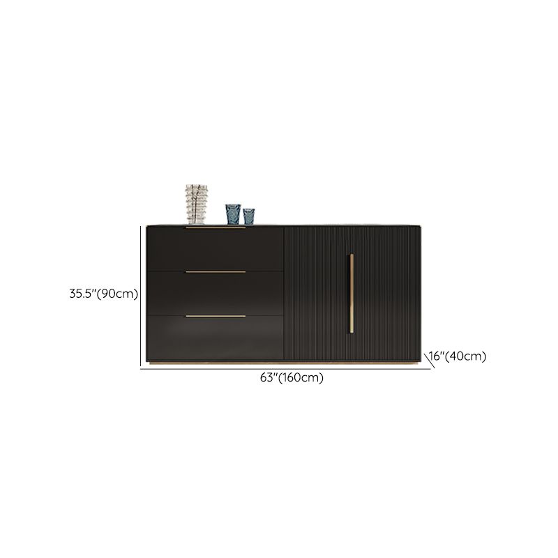 Stegno a buffet in pietra in stile glam Black boxet ingegnerizzato in legno con 3 disegni
