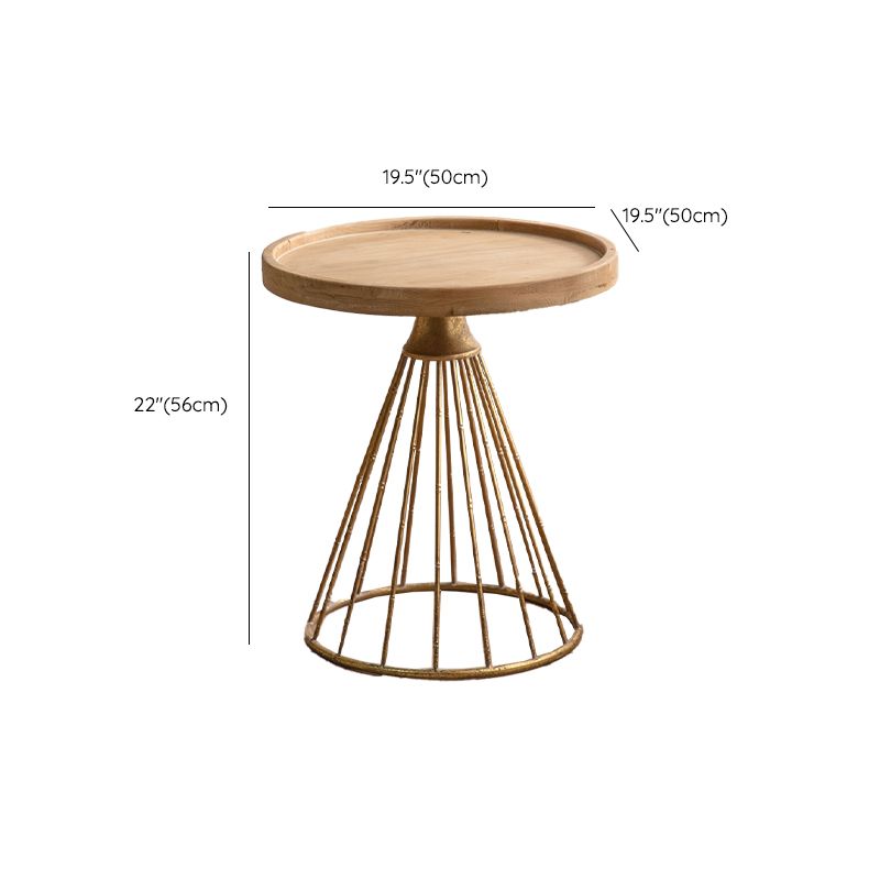 Table d'extrémité en bois massif de forme ronde avec table d'angle de base en métal pour le salon