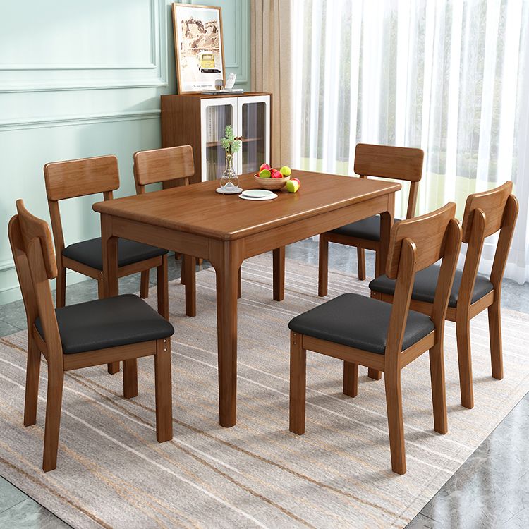 Modern Style Rubberwood Dining Table Rectangle Table with 4 Legs for Home Clearhalo ' dining_table' 'Dining Tables & Seating' 'Dining Tables' 'furn' 'furn_dining_table' 'Furniture' 'furniture_dining_table' 'Kitchen & Dining Furniture' 'kitchen&dining_furn' 'kitchen' 'kitchen_dining_table' 1200x1200_879fd672-68d2-4587-a69e-b324fb588279