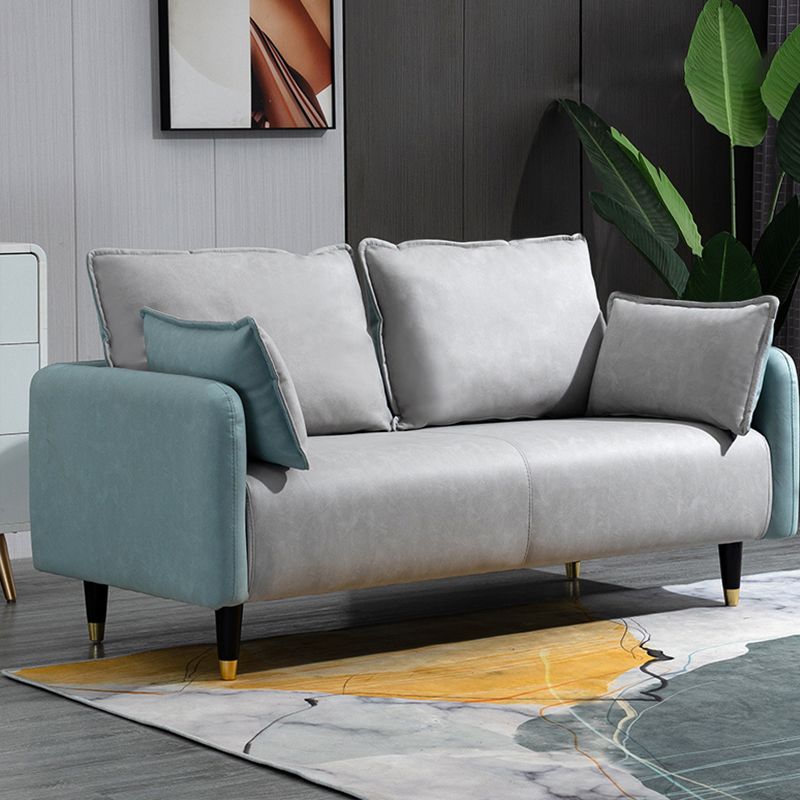 29.92" H Faux Leather Square Arm Modern Sofa with 2 Pillows for Living Room, Apartment Clearhalo 'furn' 'furn_sofas' 'Furniture' 'furniture_sofas' 'kitchen' 'kitchen_sofas' 'Living Room Furniture' 'Sofa' 'sofas' 1200x1200_87a03812-32c1-462e-a933-f64480bd0710