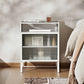 Modern Metal Night Table Cabinets Glass Top Bed Nightstand for Bedroom