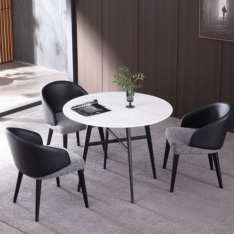 Modern Round Stone Dining Set 1/2/3/4 Pieces Dining Table Set with Padded Chairs Clearhalo 'Dining Room Sets' 'Dining Tables & Seating' 'dining_room_set' 'furn' 'furn_dining_room_set' 'Furniture' 'Kitchen & Dining Furniture' 1200x1200_87a24234-2a46-401e-8687-ac4aaa05e797