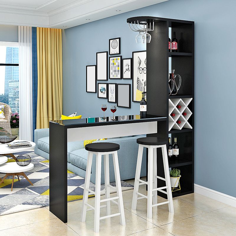 Manufactured Wood Bar Table with Storage Matte Finish Bistro Table for Small Places Clearhalo 'Bar Furniture' 'Bar Tables' 'bar_tables' 'furn' 'furn_bar_tables' 'Furniture' 'Kitchen & Dining Furniture' 1200x1200_87a4eee5-82dd-49e5-9297-c32fe0df4352