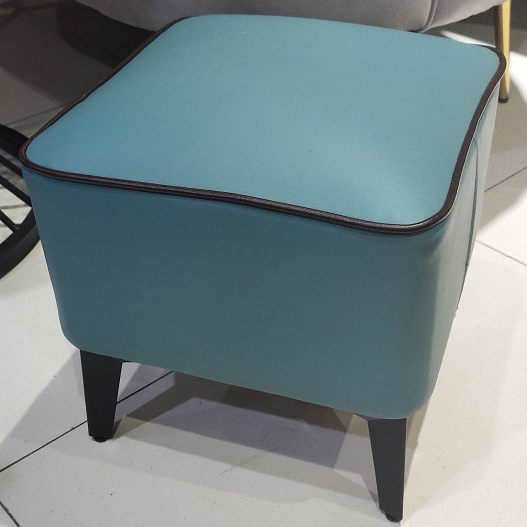Mid-Century Modern Pouf Ottoman Faux Leather Upholstered Square Ottoman with Chair Legs Clearhalo 'furn' 'furn_ottomans_poufs' 'Furniture' 'Living Room Furniture' 'Ottomans & Poufs' 'ottomans_poufs' 1200x1200_87a6c7f4-db5a-4356-b884-2937f6cb4c45