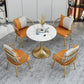 Round Dining Table with Metal Pedestal Modern Table for Home