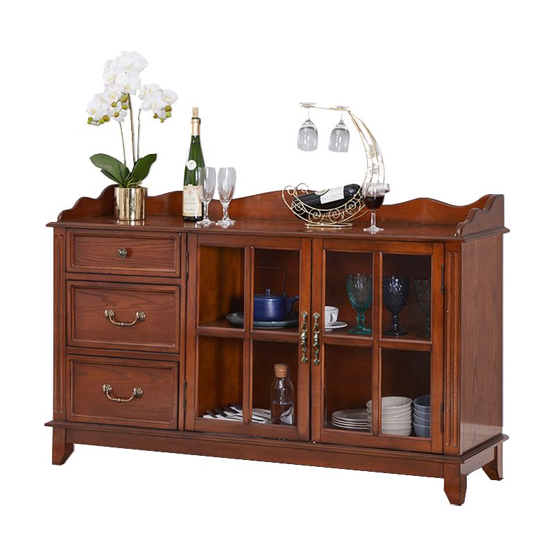 Moderno server da pranzo in legno di gomma a 3 traditi da 3-catrawer un server di cucina porta vetri