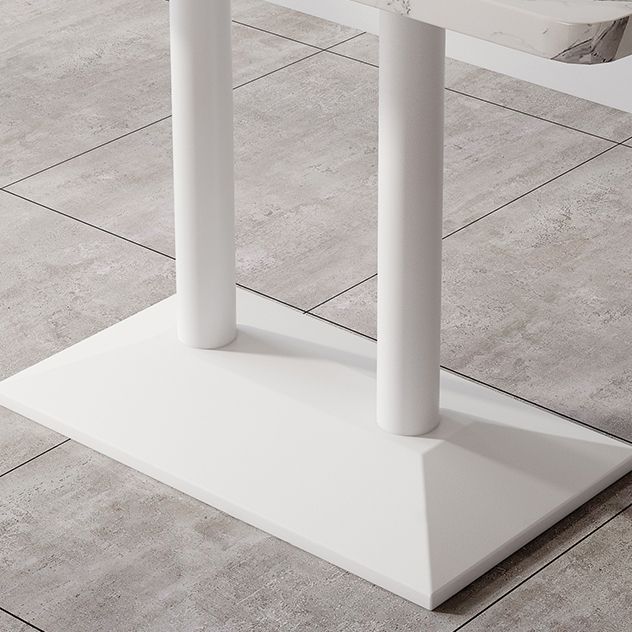 Industrial Wooden White Table for Restaurant Dining Table with Metal Base