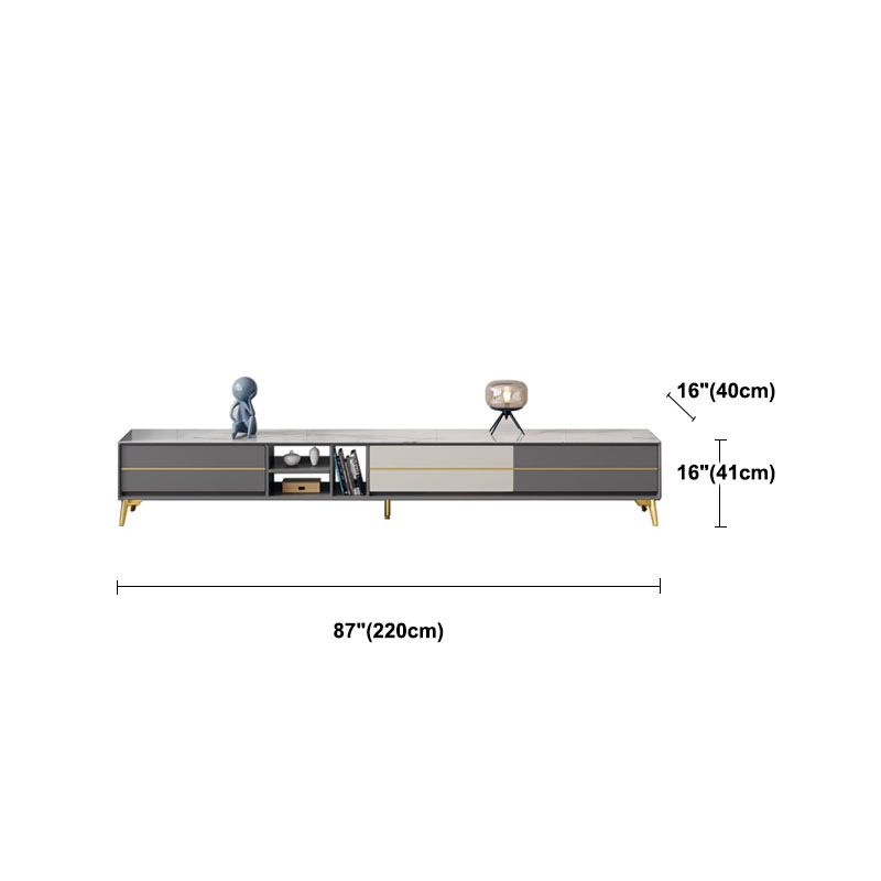 Stein- und Holz -TV -Medien stehen mit Schubladen moderne TV -Standkonsole