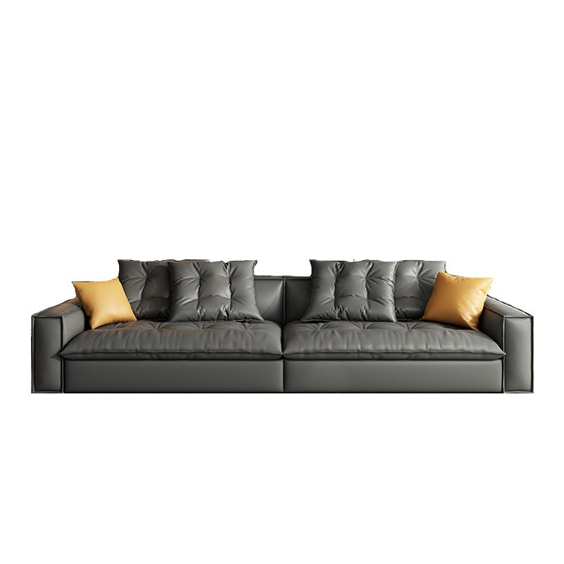 Mid Century Modern Seating with Pillows Sofa Tuxedo Arm in Gray