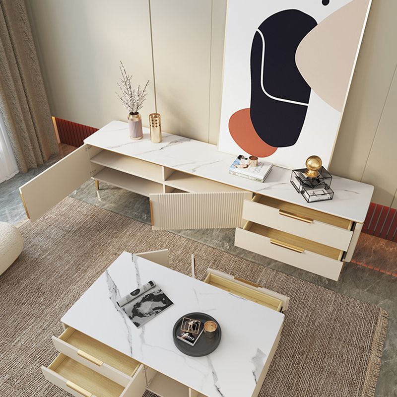 Stand de rangement de rangement ci-joint Armoire TV de style glam avec 2 tiroirs