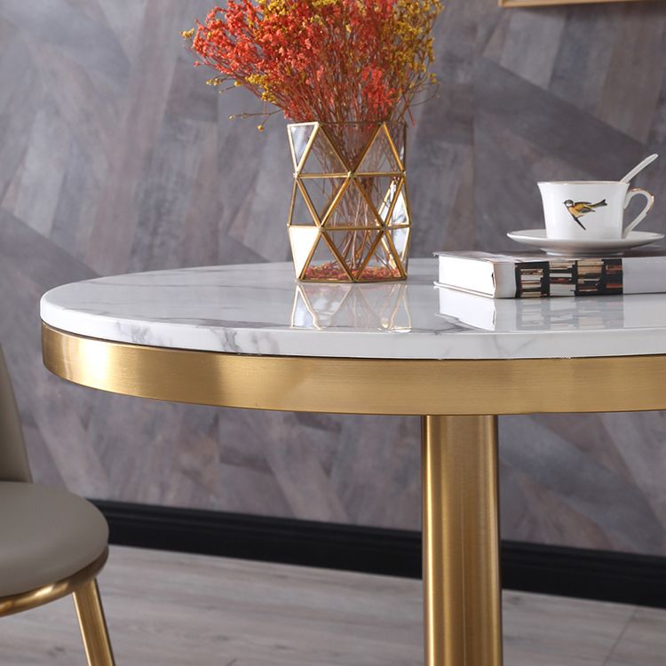 Marble Dining Table Single Pedestal Metallic Base Round Table for Home Clearhalo ' dining_table' 'Dining Tables & Seating' 'Dining Tables' 'furn' 'furn_dining_table' 'Furniture' 'furniture_dining_table' 'Kitchen & Dining Furniture' 'kitchen&dining_furn' 'kitchen' 'kitchen_dining_table' 1200x1200_87ad7323-f586-40f7-a7be-92c54cd385fc