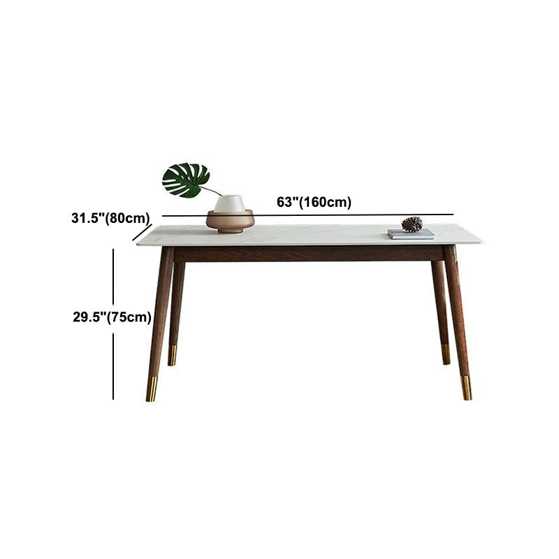 Table de salle à manger moderne du milieu du siècle avec plateau en pierre blanche avec 4 pieds