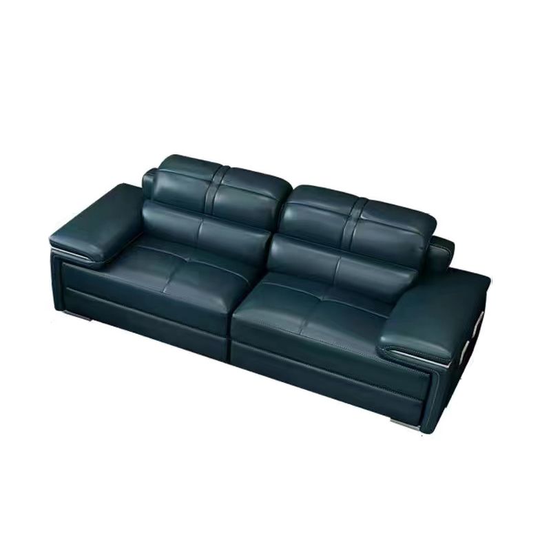 Genuine Leather Sectional 34.65"High Pillow Top Arm Sofa with Storage, Blue Clearhalo 'furn' 'furn_sectionals' 'Furniture' 'furniture_sectionals' 'kitchen' 'kitchen_sectionals' 'Living Room Furniture' 'Sectionals' 1200x1200_87adc2f4-0039-4310-a434-392a34c64c13