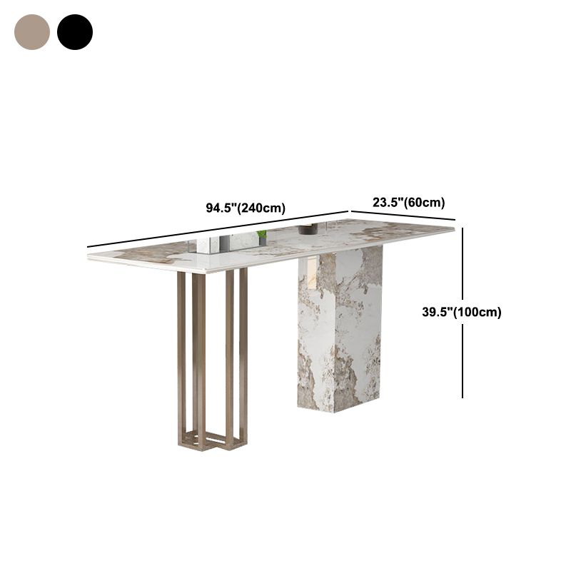 Double Pedestal Kitchen Counter Height Table Contemporary Rectangle Pub Table Clearhalo 'Bar Furniture' 'Bar Tables' 'bar_tables' 'furn' 'furn_bar_tables' 'Furniture' 'Kitchen & Dining Furniture' 1200x1200_87aef3eb-6354-4d23-87bc-cecfca098031