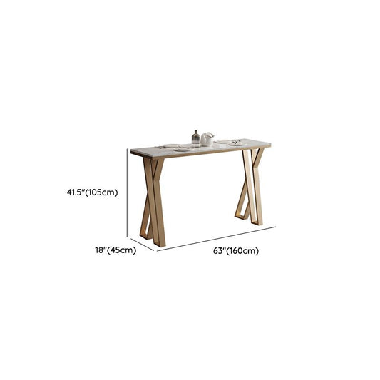 Rectangle Metal Base Bar Table Glam Sintered Stone Top Bistro Bar Table