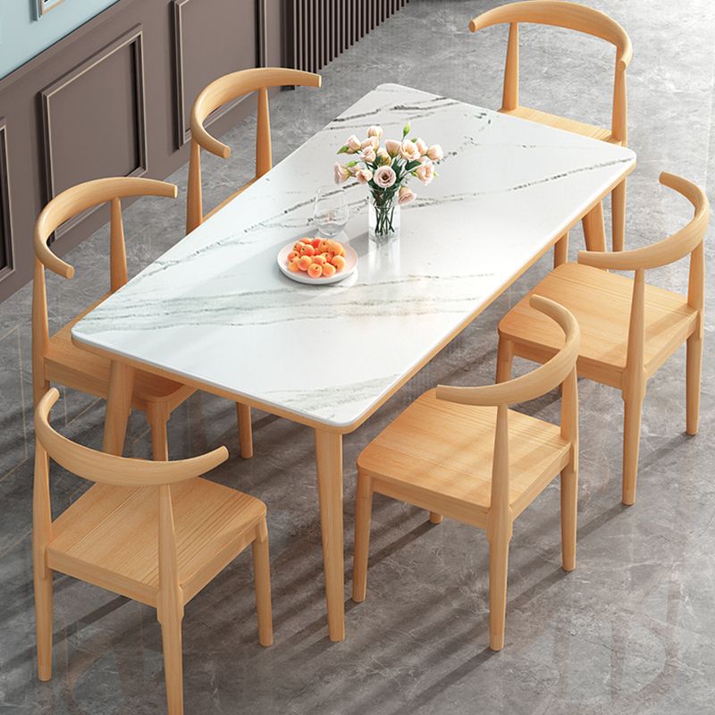 White - Natural Dining Room Table Contemporary 4 Legs Dinette Table Clearhalo 'Dining Tables & Seating' 'Dining Tables' 'dining_table' 'furn' 'furn_dining_table' 'Furniture' 'Kitchen & Dining Furniture' 1200x1200_87b06f79-4fc6-4ac1-b813-547d39c50a89