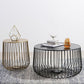 Metal Geometric Coffee Table Mid-Century Modern Frame Cocktail Table with Storage