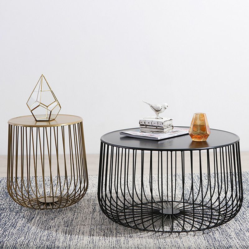 Metal Geometric Coffee Table Mid-Century Modern Frame Cocktail Table with Storage