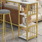 Mesa de bar rectangular con tapa de madera sintética, mesa de pub moderna con estructura de metal