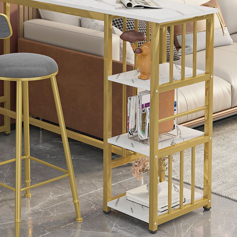 Mesa de bar rectangular con tapa de madera sintética, mesa de pub moderna con estructura de metal