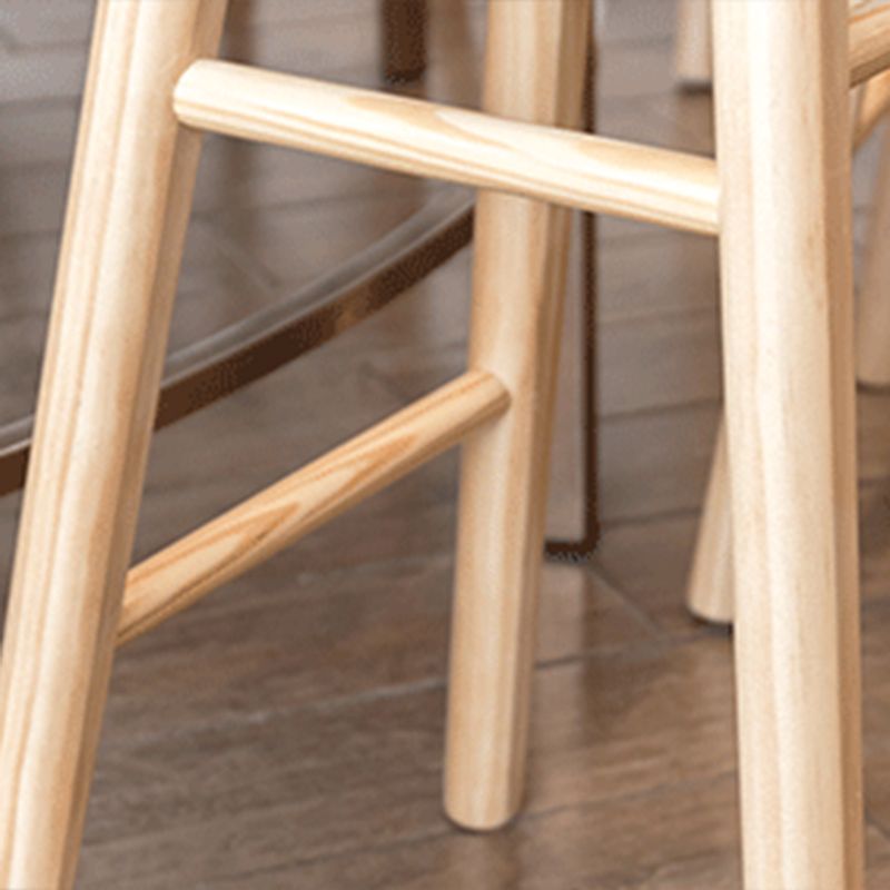 Modern Backless Armless Counter Stool Pine Wood Cafe Bar Stool with Pedal