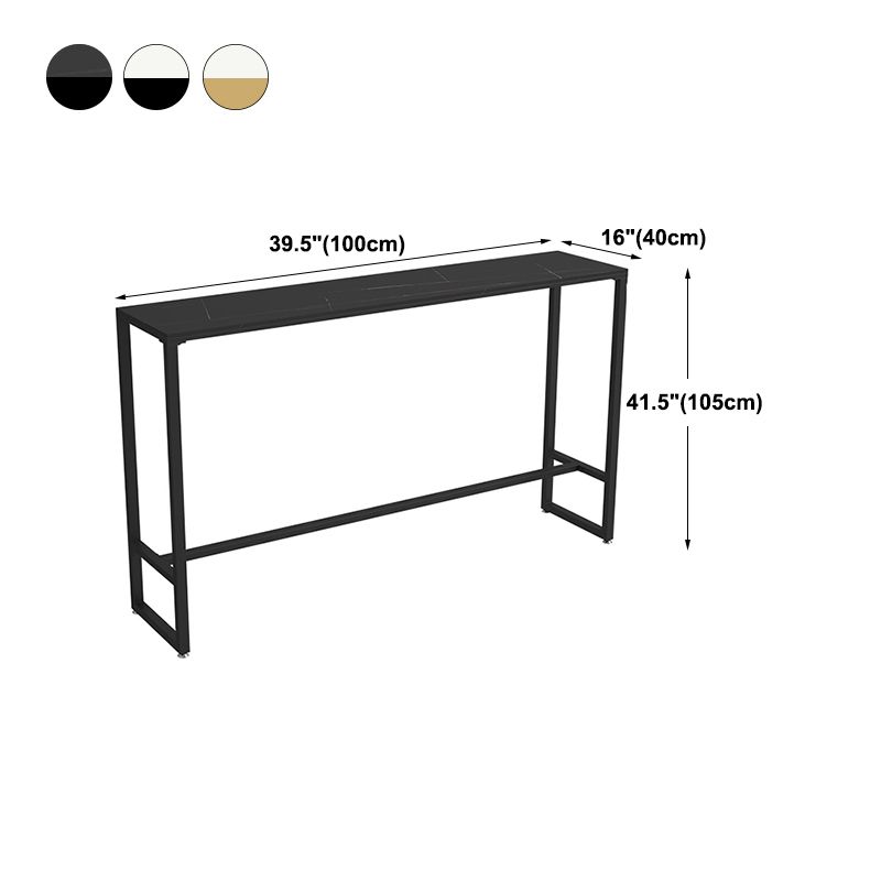 Modern Rectangle Iron Bar Dining Table Stone Top Indoor Bistro Table with Footrest Clearhalo 'Bar Furniture' 'Bar Tables' 'bar_tables' 'furn' 'furn_bar_tables' 'Furniture' 'furniture_bar_tables' 'Kitchen & Dining Furniture' 1200x1200_87b41c1d-29c5-479b-a8a6-c5b96ac7d46e