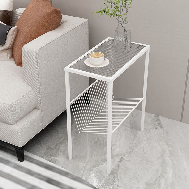 Modern Glass Top Night Table Open Storage 1-Shelf 23 Inch H Nightstand Clearhalo 'Bedroom Furniture' 'furn' 'furn_night_stand' 'Furniture' 'night_stand' 'Nightstands' 1200x1200_87b54eb4-9952-44b5-a74d-2b883d0903dc