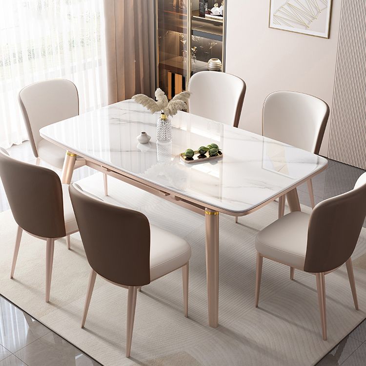 Pieds en caoutchouc de table à manger rectangulaire en pierre pliable pour salle à manger