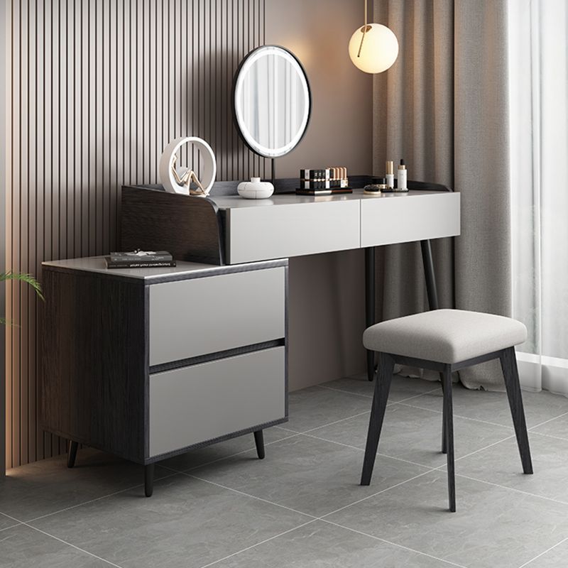 Contemporary Stone Makeup Vanity 4-Drawer Vanity Set with Standing Mirror Clearhalo 'Bedroom Furniture' 'furn' 'furn_makeup_vanities' 'Furniture' 'Makeup Vanities' 'makeup_vanities' 1200x1200_87b618f3-e5e8-483e-b7ec-6bdee5321e1f