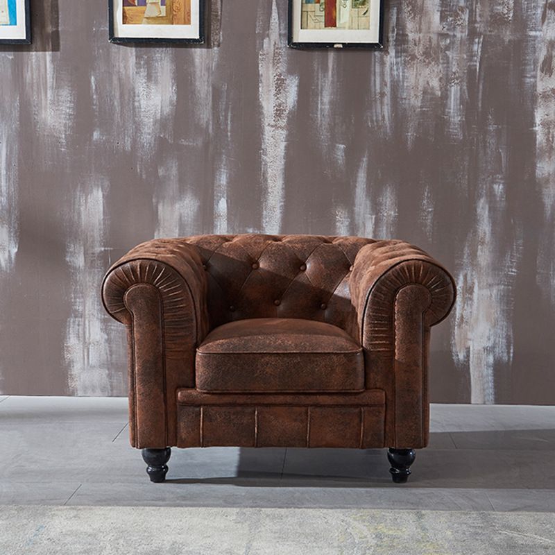 Chesterfield dunkelbraunes Sofa Apartment Tuxedo Arm liebt echtes Ledersofa